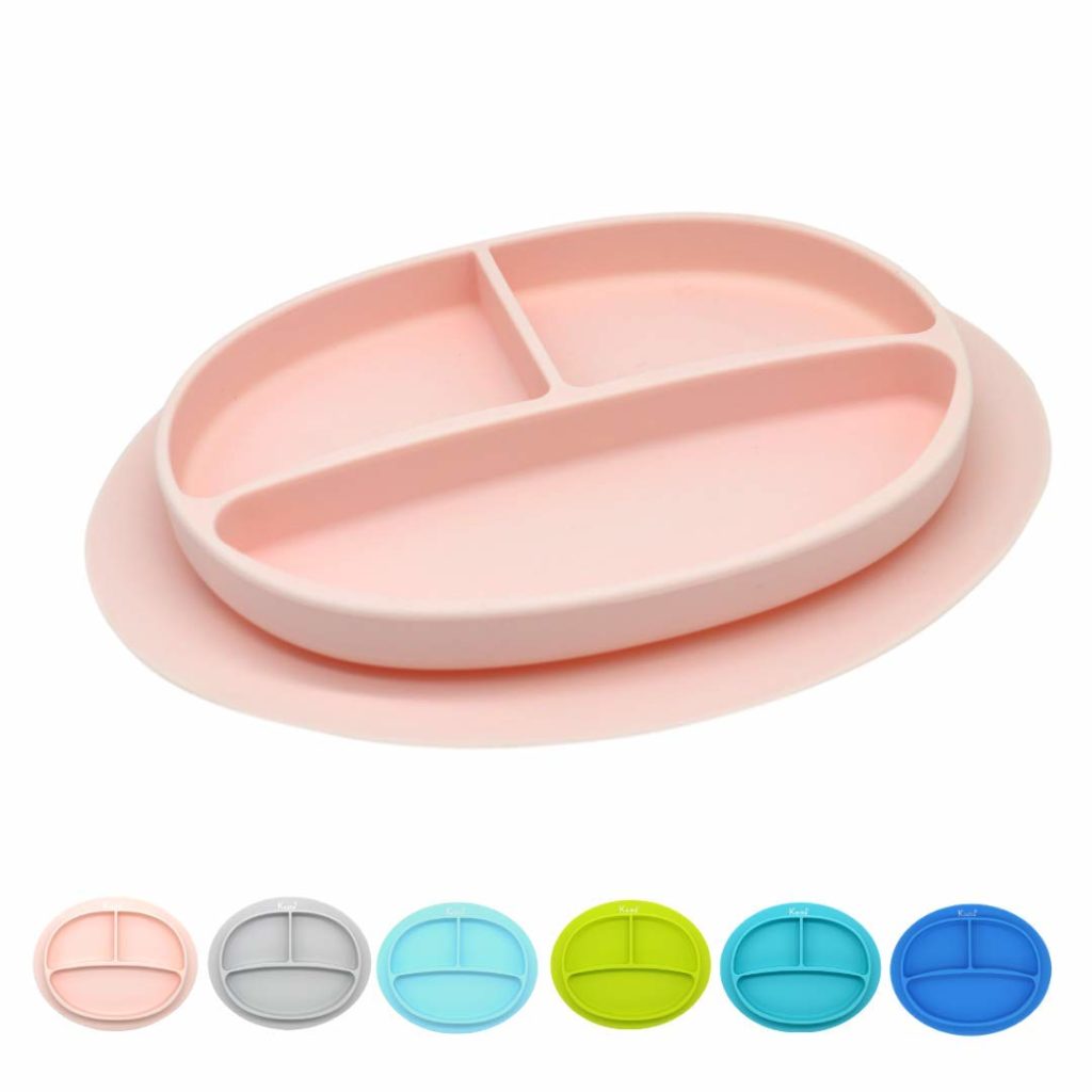 Pink Color Silicone Suction Plate for Babies–Colorful Divided Baby and ...