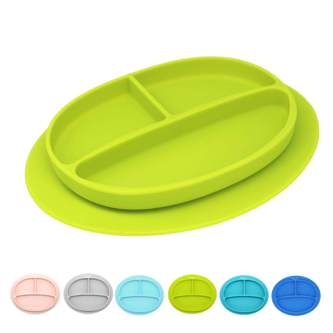 Green Silicone Suction Plate for Babies–Colorful Divided Baby and Toddler  Dinner Plate–Food-Safe, Non-Toxic, and BPA-Free Children's Dish with Bottom  Grip–Dishwasher Safe – Kcuina